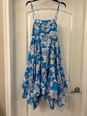 J. Crew NWT Blue Peony Print Smocked Sleeveless Maxi Dress small